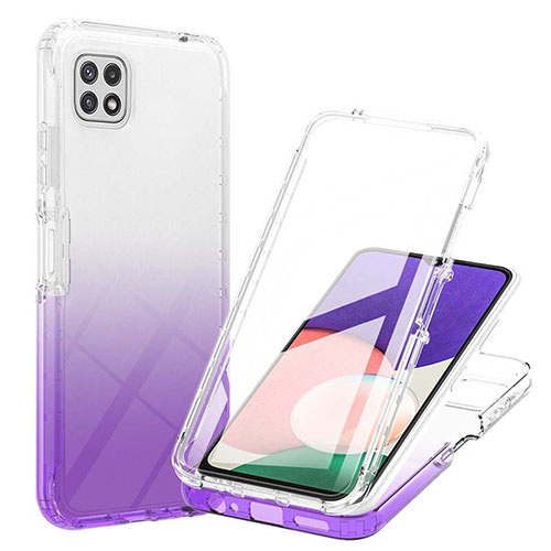 Ultra-thin Transparent Gel Gradient Soft Matte Finish Front and Back Case 360 Degrees Cover ZJ1 for Samsung Galaxy A22 5G Purple