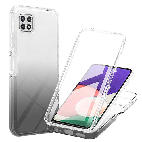 Ultra-thin Transparent Gel Gradient Soft Matte Finish Front and Back Case 360 Degrees Cover ZJ1 for Samsung Galaxy A22s 5G Black