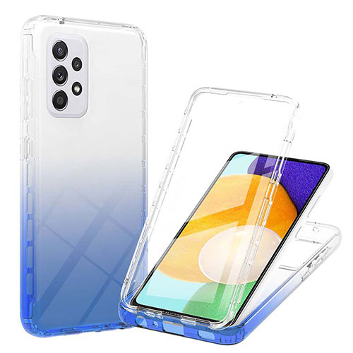 Ultra-thin Transparent Gel Gradient Soft Matte Finish Front and Back Case 360 Degrees Cover ZJ1 for Samsung Galaxy A52 4G Blue