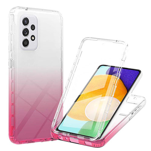 Ultra-thin Transparent Gel Gradient Soft Matte Finish Front and Back Case 360 Degrees Cover ZJ1 for Samsung Galaxy A52 4G Pink