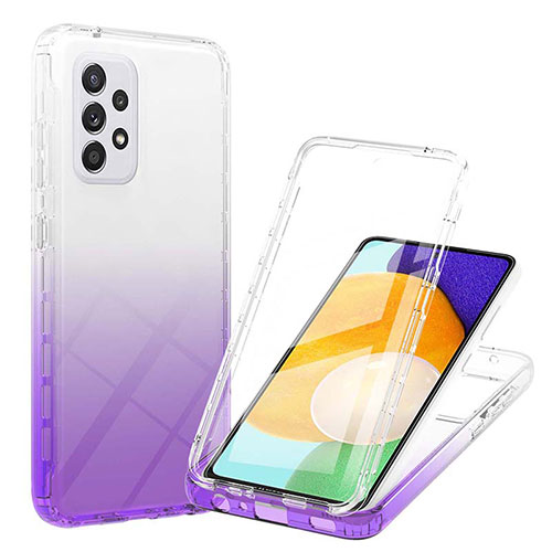 Ultra-thin Transparent Gel Gradient Soft Matte Finish Front and Back Case 360 Degrees Cover ZJ1 for Samsung Galaxy A52 4G Purple