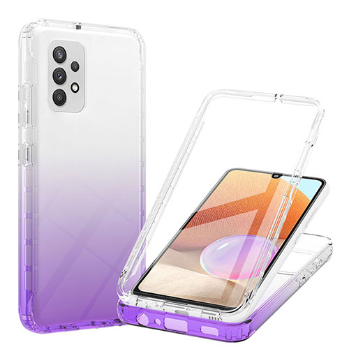 Ultra-thin Transparent Gel Gradient Soft Matte Finish Front and Back Case 360 Degrees Cover ZJ1 for Samsung Galaxy M32 5G Purple