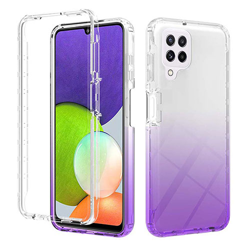 Ultra-thin Transparent Gel Gradient Soft Matte Finish Front and Back Case 360 Degrees Cover ZJ2 for Samsung Galaxy A22 4G Purple