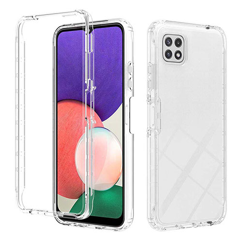 Ultra-thin Transparent Gel Gradient Soft Matte Finish Front and Back Case 360 Degrees Cover ZJ2 for Samsung Galaxy A22 5G Clear