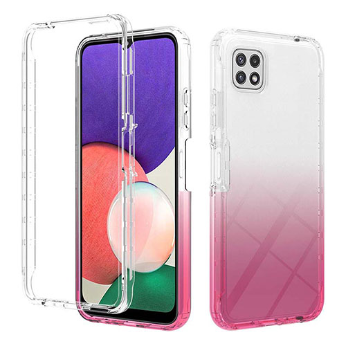 Ultra-thin Transparent Gel Gradient Soft Matte Finish Front and Back Case 360 Degrees Cover ZJ2 for Samsung Galaxy A22s 5G Pink