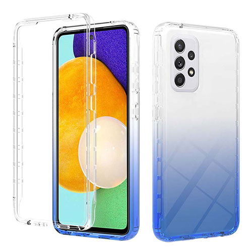 Ultra-thin Transparent Gel Gradient Soft Matte Finish Front and Back Case 360 Degrees Cover ZJ2 for Samsung Galaxy A52 4G Blue