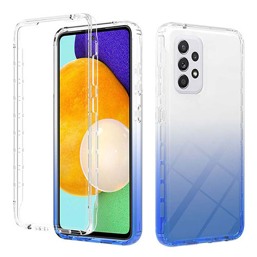 Ultra-thin Transparent Gel Gradient Soft Matte Finish Front and Back Case 360 Degrees Cover ZJ2 for Samsung Galaxy A52s 5G Blue