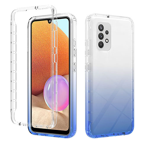 Ultra-thin Transparent Gel Gradient Soft Matte Finish Front and Back Case 360 Degrees Cover ZJ2 for Samsung Galaxy M32 5G Blue