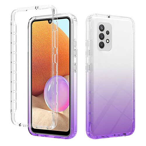 Ultra-thin Transparent Gel Gradient Soft Matte Finish Front and Back Case 360 Degrees Cover ZJ2 for Samsung Galaxy M32 5G Purple