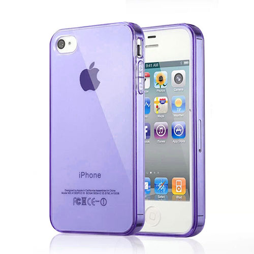 Ultra-thin Transparent Gel Soft Case for Apple iPhone 4 Purple