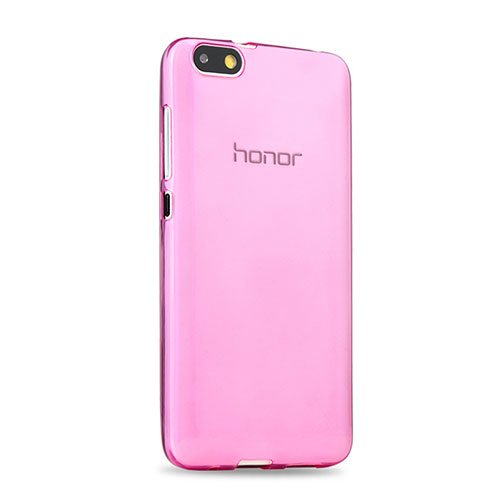 Ultra-thin Transparent Gel Soft Cover for Huawei Honor 4X Pink