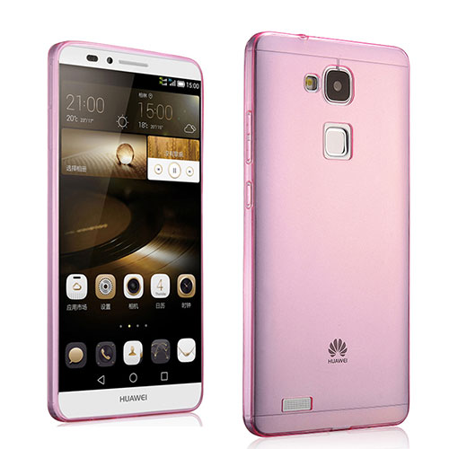 Ultra-thin Transparent Gel Soft Cover for Huawei Mate 7 Pink