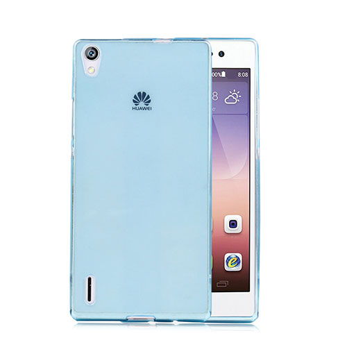 Ultra-thin Transparent Gel Soft Cover for Huawei P7 Dual SIM Blue