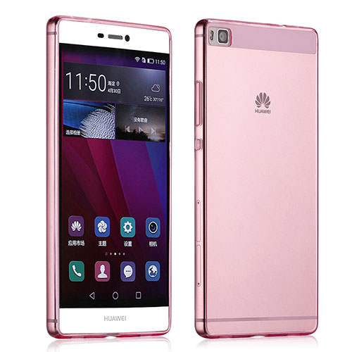 Ultra-thin Transparent Gel Soft Cover for Huawei P8 Pink