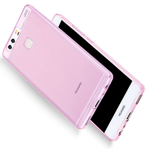 Ultra-thin Transparent Gel Soft Cover for Huawei P9 Plus Pink