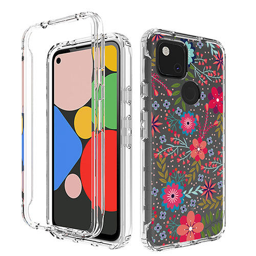 Ultra-thin Transparent Gel Soft Matte Finish Front and Back Case 360 Degrees Cover for Google Pixel 4a Red