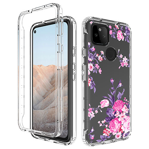 Ultra-thin Transparent Gel Soft Matte Finish Front and Back Case 360 Degrees Cover for Google Pixel 5a 5G Pink