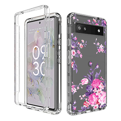 Ultra-thin Transparent Gel Soft Matte Finish Front and Back Case 360 Degrees Cover for Google Pixel 6a 5G Pink
