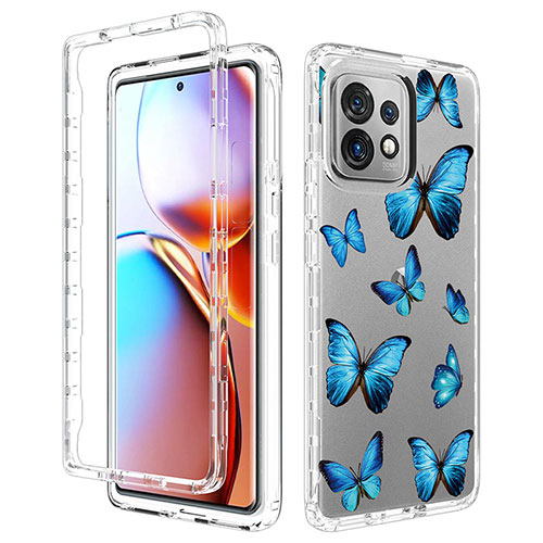 Ultra-thin Transparent Gel Soft Matte Finish Front and Back Case 360 Degrees Cover for Motorola Moto Edge 40 Pro 5G Blue