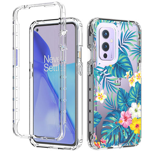 Ultra-thin Transparent Gel Soft Matte Finish Front and Back Case 360 Degrees Cover for OnePlus 9 5G Sky Blue