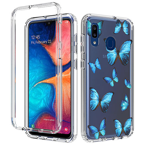 Ultra-thin Transparent Gel Soft Matte Finish Front and Back Case 360 Degrees Cover for Samsung Galaxy A30 Blue