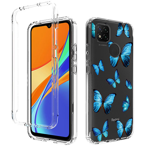 Ultra-thin Transparent Gel Soft Matte Finish Front and Back Case 360 Degrees Cover for Xiaomi POCO C3 Blue