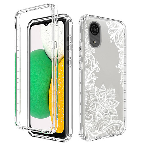 Ultra-thin Transparent Gel Soft Matte Finish Front and Back Case 360 Degrees Cover JX1 for Samsung Galaxy A03 Core White