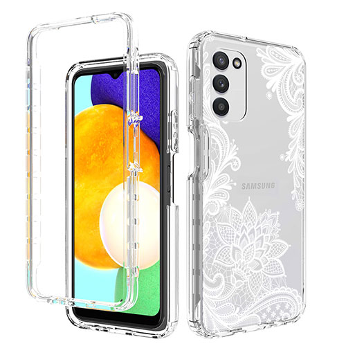 Ultra-thin Transparent Gel Soft Matte Finish Front and Back Case 360 Degrees Cover JX3 for Samsung Galaxy A03s White