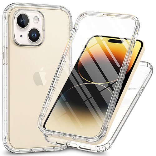 Ultra-thin Transparent Gel Soft Matte Finish Front and Back Case 360 Degrees Cover ZJ1 for Apple iPhone 15 Clear