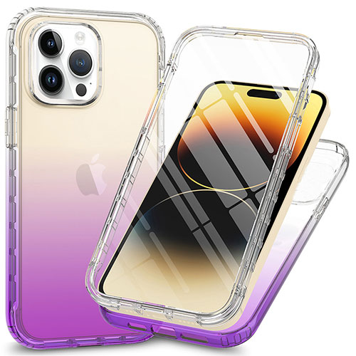 Ultra-thin Transparent Gel Soft Matte Finish Front and Back Case 360 Degrees Cover ZJ1 for Apple iPhone 16 Pro Max Purple