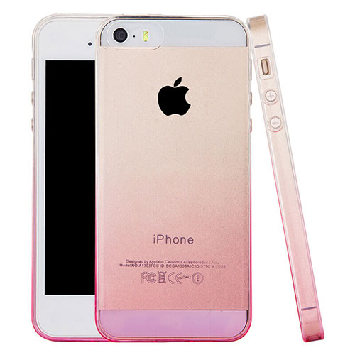 Ultra-thin Transparent Gradient Soft Cover for Apple iPhone 5S Pink