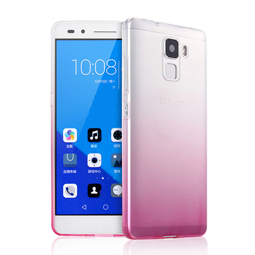 Ultra-thin Transparent Gradient Soft Cover for Huawei Honor 7 Pink