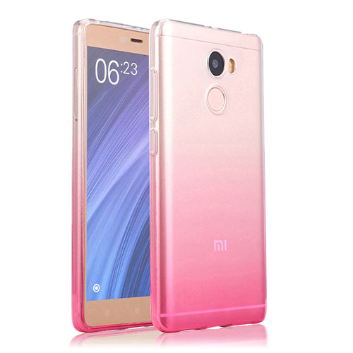 Ultra-thin Transparent Gradient Soft Cover for Xiaomi Redmi 4 Standard Edition Pink