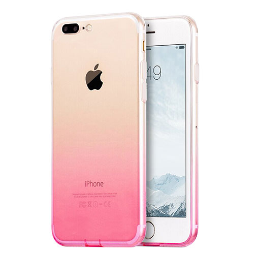 Ultra-thin Transparent Gradient Soft Cover G01 for Apple iPhone 8 Plus Pink