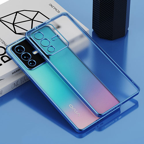 Ultra-thin Transparent TPU Soft Case Cover AN1 for Vivo V23 5G Blue