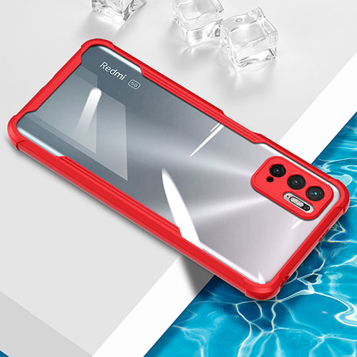 Ultra-thin Transparent TPU Soft Case Cover BH1 for Xiaomi Redmi Note 10T 5G Red