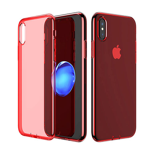 Ultra-thin Transparent TPU Soft Case Cover for Apple iPhone Xs Red