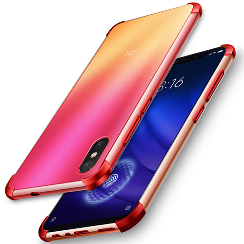 Ultra-thin Transparent TPU Soft Case Cover for Xiaomi Mi 8 Screen Fingerprint Edition Red