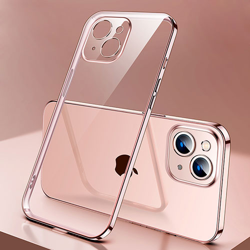 Ultra-thin Transparent TPU Soft Case Cover H01 for Apple iPhone 15 Rose Gold