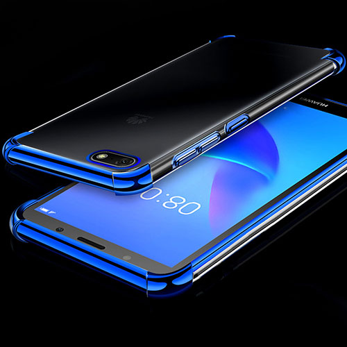 Ultra-thin Transparent TPU Soft Case Cover H01 for Huawei Y5 Prime (2018) Blue