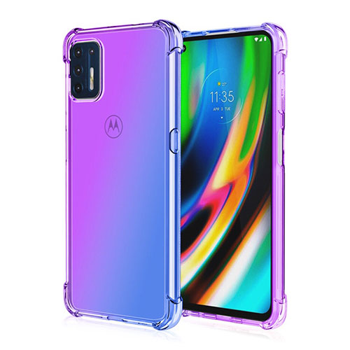 Ultra-thin Transparent TPU Soft Case Cover H01 for Motorola Moto G9 Plus Purple