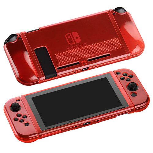 Ultra-thin Transparent TPU Soft Case Cover H01 for Nintendo Switch Red