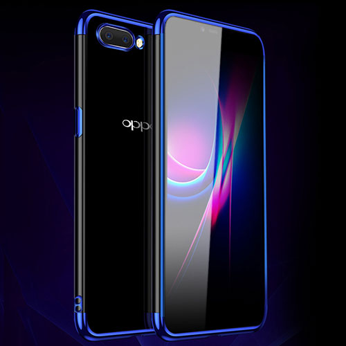 Ultra-thin Transparent TPU Soft Case Cover H01 for Oppo A5 Blue
