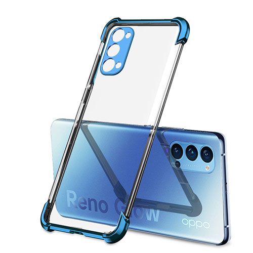 Ultra-thin Transparent TPU Soft Case Cover H01 for Oppo Reno4 5G Blue