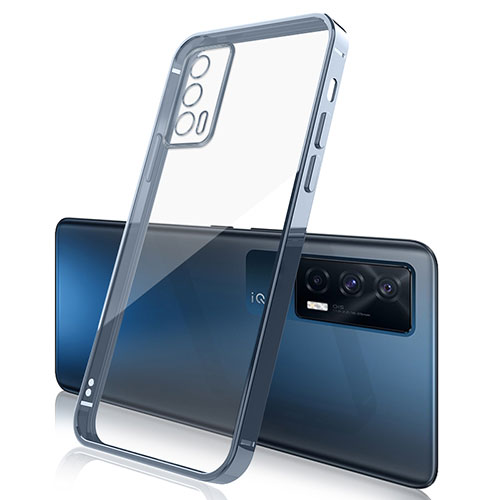 Ultra-thin Transparent TPU Soft Case Cover H01 for Vivo iQOO 7 India 5G Blue