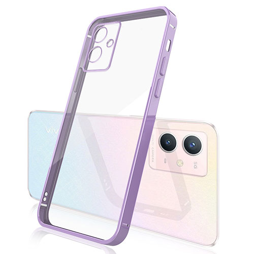Ultra-thin Transparent TPU Soft Case Cover H01 for Vivo Y30 5G Purple