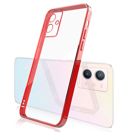 Ultra-thin Transparent TPU Soft Case Cover H01 for Vivo Y33e 5G Red