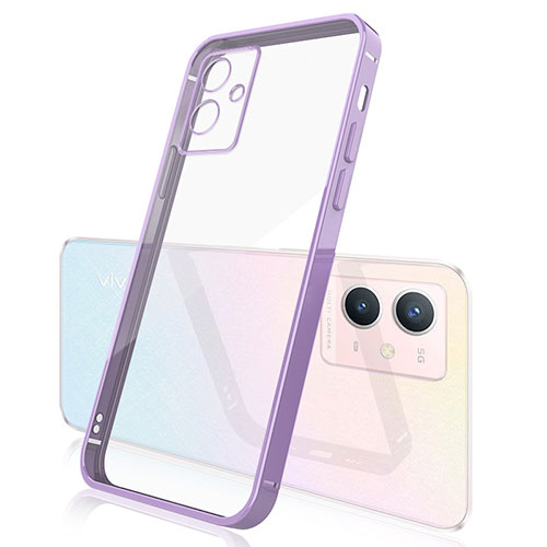 Ultra-thin Transparent TPU Soft Case Cover H01 for Vivo Y52t 5G Purple