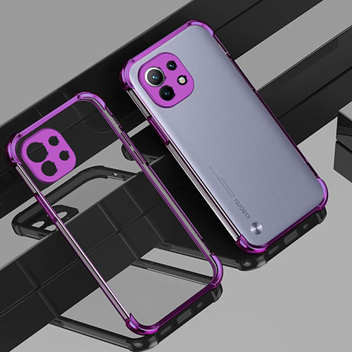 Ultra-thin Transparent TPU Soft Case Cover H01 for Xiaomi Mi 11 5G Purple