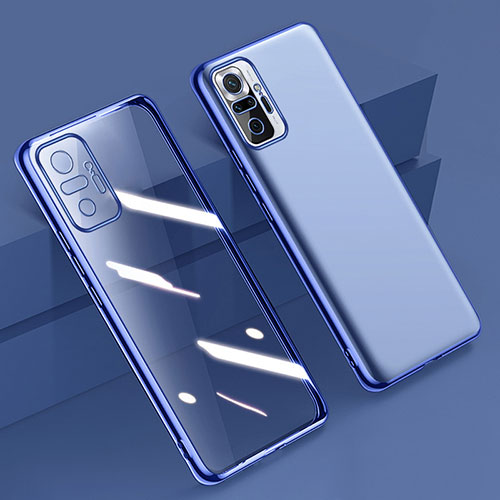 Ultra-thin Transparent TPU Soft Case Cover H01 for Xiaomi Redmi Note 10 Pro 4G Blue